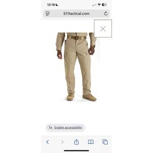 5.11 Ripstop Tactical Pants Beige 43 1/2-47x34 Long Elastic Waist Series 74003
